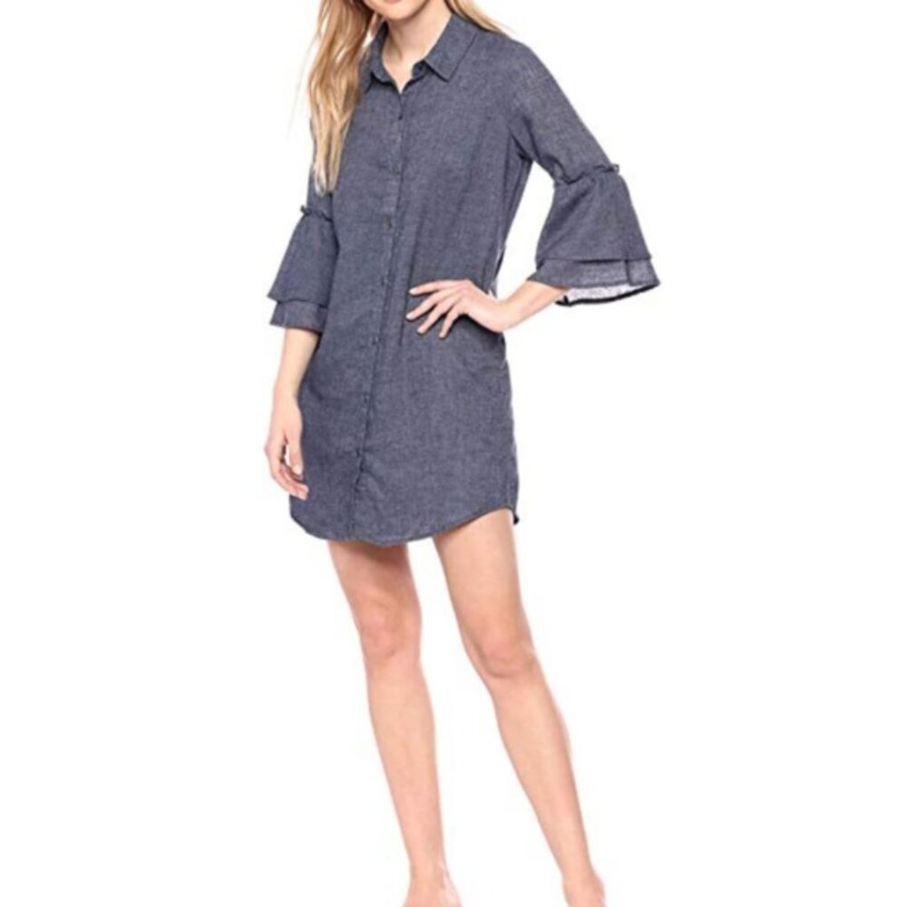 Splendid Woman's Chambray Shirt Dress with Belle Sleeves Size S